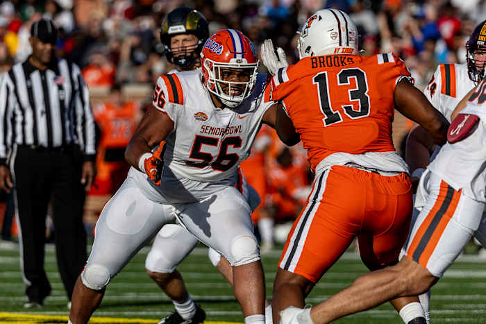 After not allowing a single sack in college, Torrence enjoyed a solid week of practice against the best of the best in Mobile.